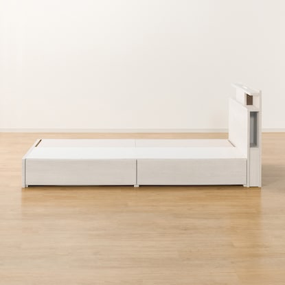 Single bed frame with shelf, lighting and side storage (NS-004 shallow type/baseboard WW)