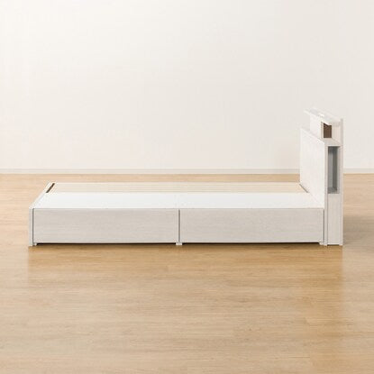 Single bed frame with shelf, lighting and side storage (NS-004 shallow type/slatted bed WW)