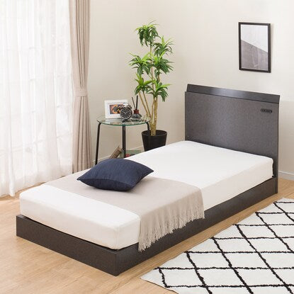 Single bed frame with slatted base and shelf (HF301 LEG/LOW GY2)