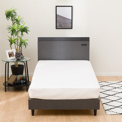 Single bed frame with slatted base and shelf (HF301 LEG/LOW GY2)