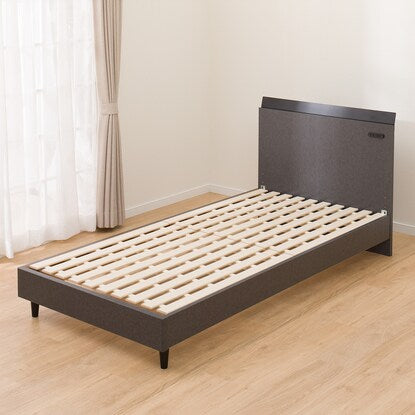 Single bed frame with slatted base and shelf (HF301 LEG/LOW GY2)