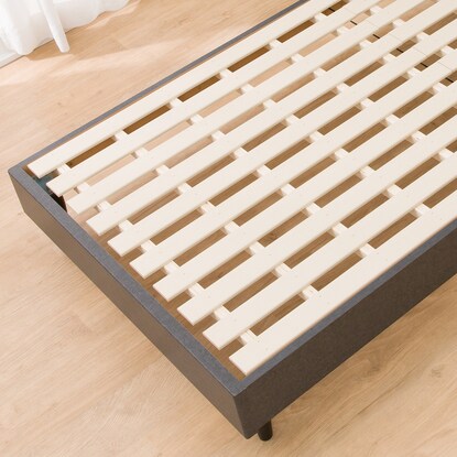 Single bed frame with slatted base and shelf (HF301 LEG/LOW GY2)