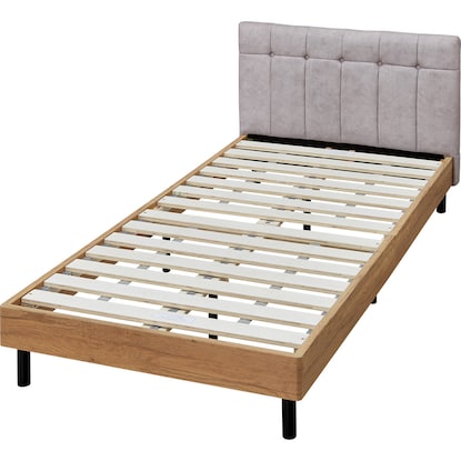 Single slatted bed frame with upholstered headboard (PD101 LGY/LBR)