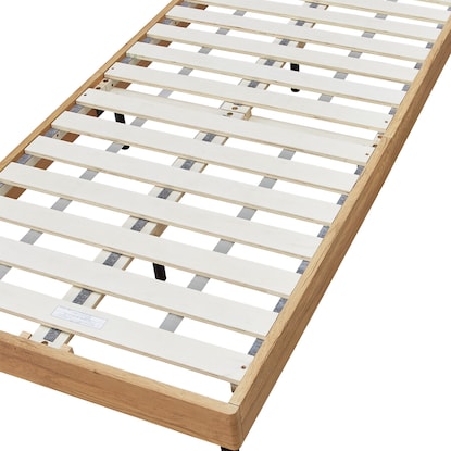 Single slatted bed frame with upholstered headboard (PD101 LGY/LBR)