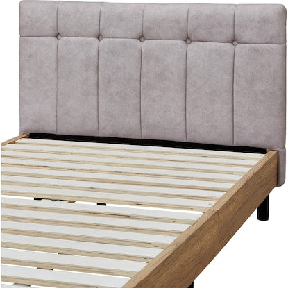 Single slatted bed frame with upholstered headboard (PD101 LGY/LBR)