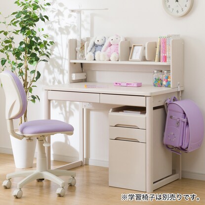 Standard desk (Merci Q (desk + wagon + upper shelf) WW + light outlet box W)