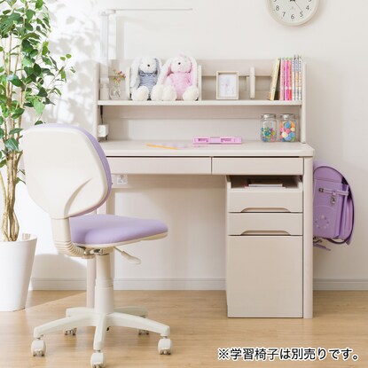 Standard desk (Merci Q (desk + wagon + upper shelf) WW + light outlet box W)