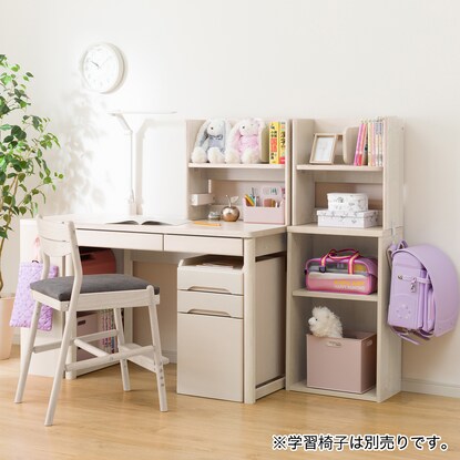 Combination desk (Merci Q (desk + wagon + 2 bookshelves) WW + light outlet box W)