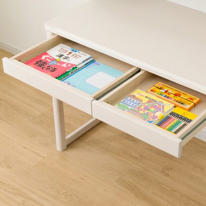 Combination desk (Merci Q (desk + wagon + 2 bookshelves) WW + light outlet box W)