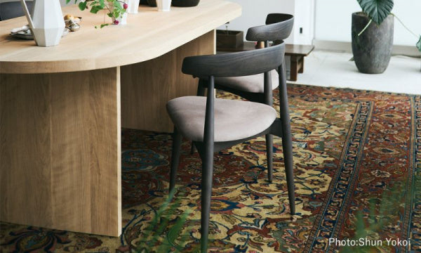 Tri-leg chair, gray dyed Ultrasuede