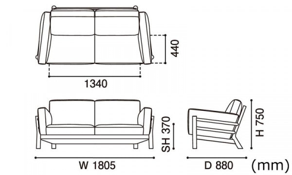 CASTOR SOFA 2人掛 レザー ピュアオーク