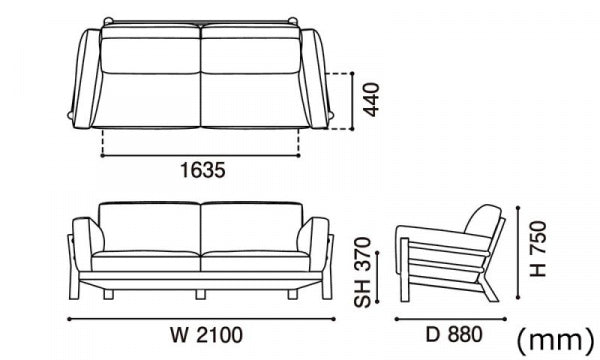 CASTOR SOFA 3人掛 ブラック マハラム