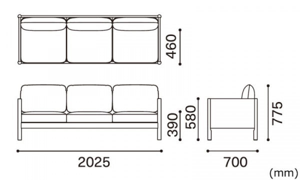 CASTOR LOBBY SOFA 3-seater Steel Cut Trio 3