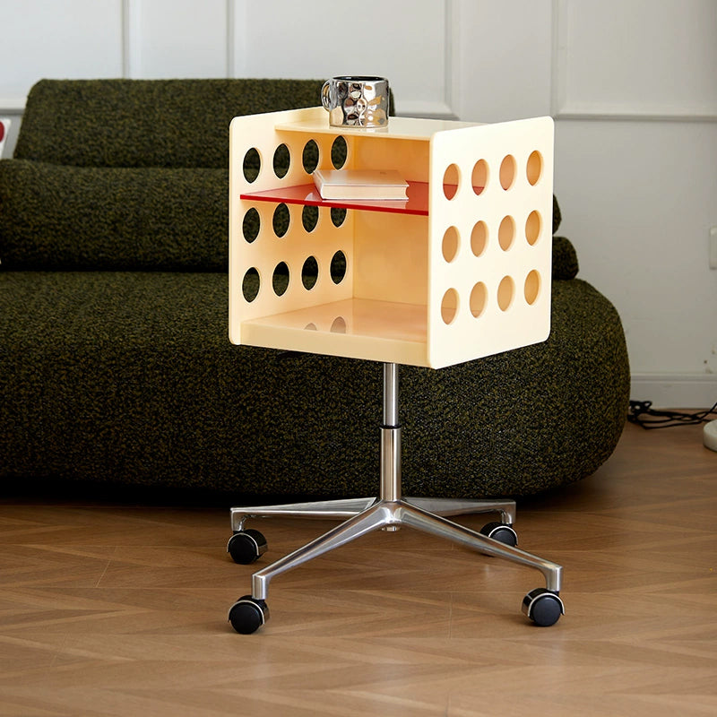 Height-adjustable side table with casters