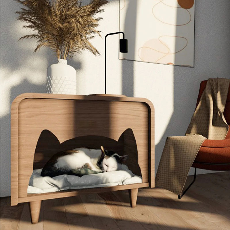 Wooden cat-shaped cat house table
