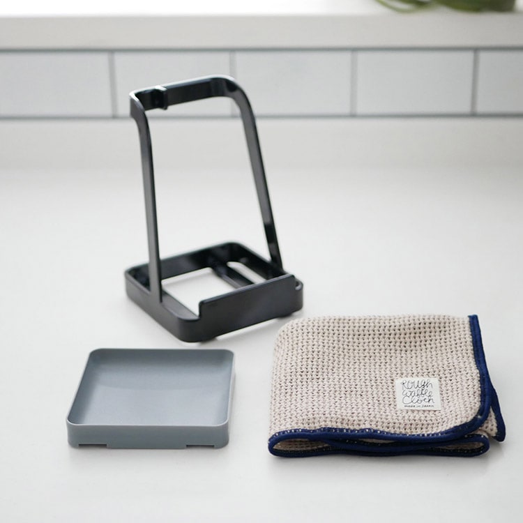 tower お玉&鍋ふたスタンド ブラック