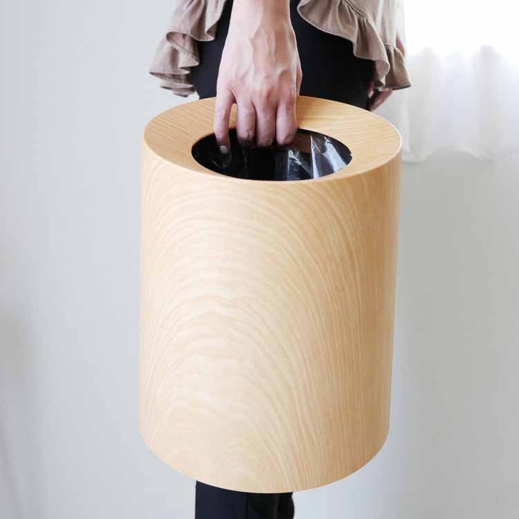 TUBELOR HOMME Round Dustbin in Oak Wood