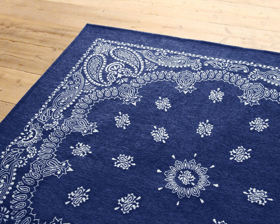 Paisley Bandana Rug Navy 160×160cm
