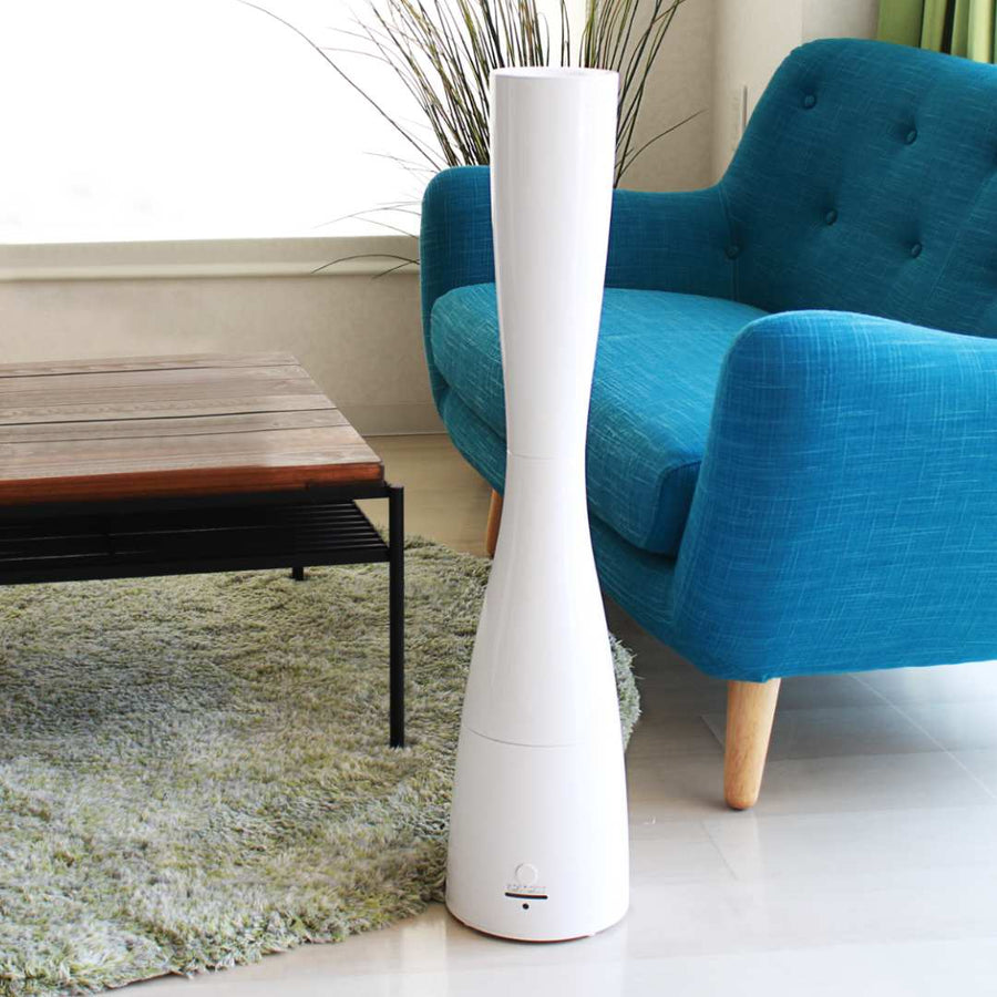 Sablier, a top-fill ultrasonic humidifier with double antibacterial technology that humidifies with beautiful mist, in white