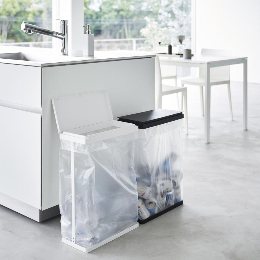 Tower Slim Lidded Garbage Sorting Bag Holder, 45L, Side Opening, Set of 2