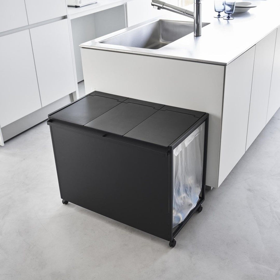 Tower 45L lidded, privacy-protected trash cart with 3 compartments