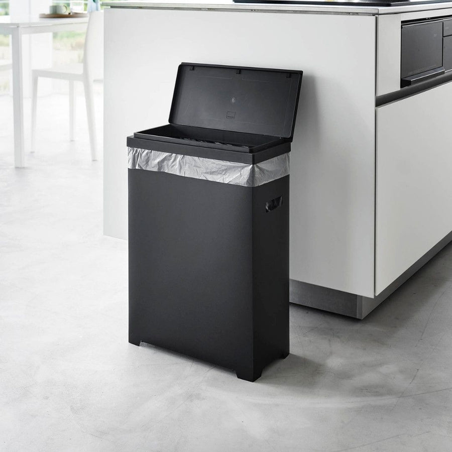 Tower Slim Trash Can with Lid, Side-Opening Type