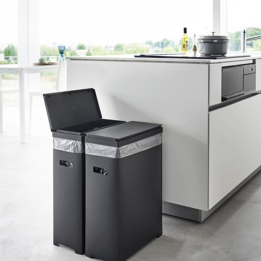 Tower Slim Trash Can with Lid, Side-Opening Type, Set of 2