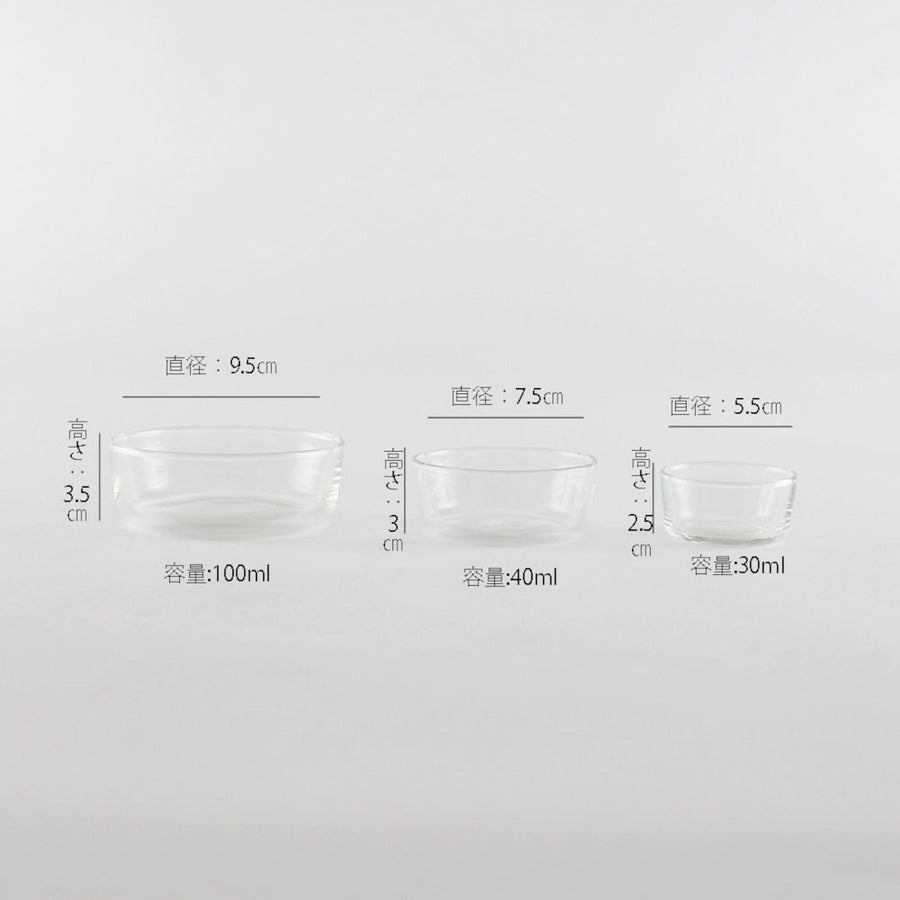 Set of 3 stackable crown glass condiment dishes