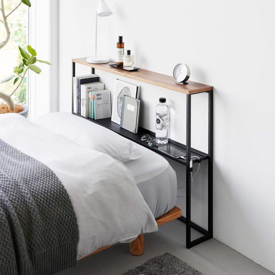 Tower Headboard with Movable Shelves