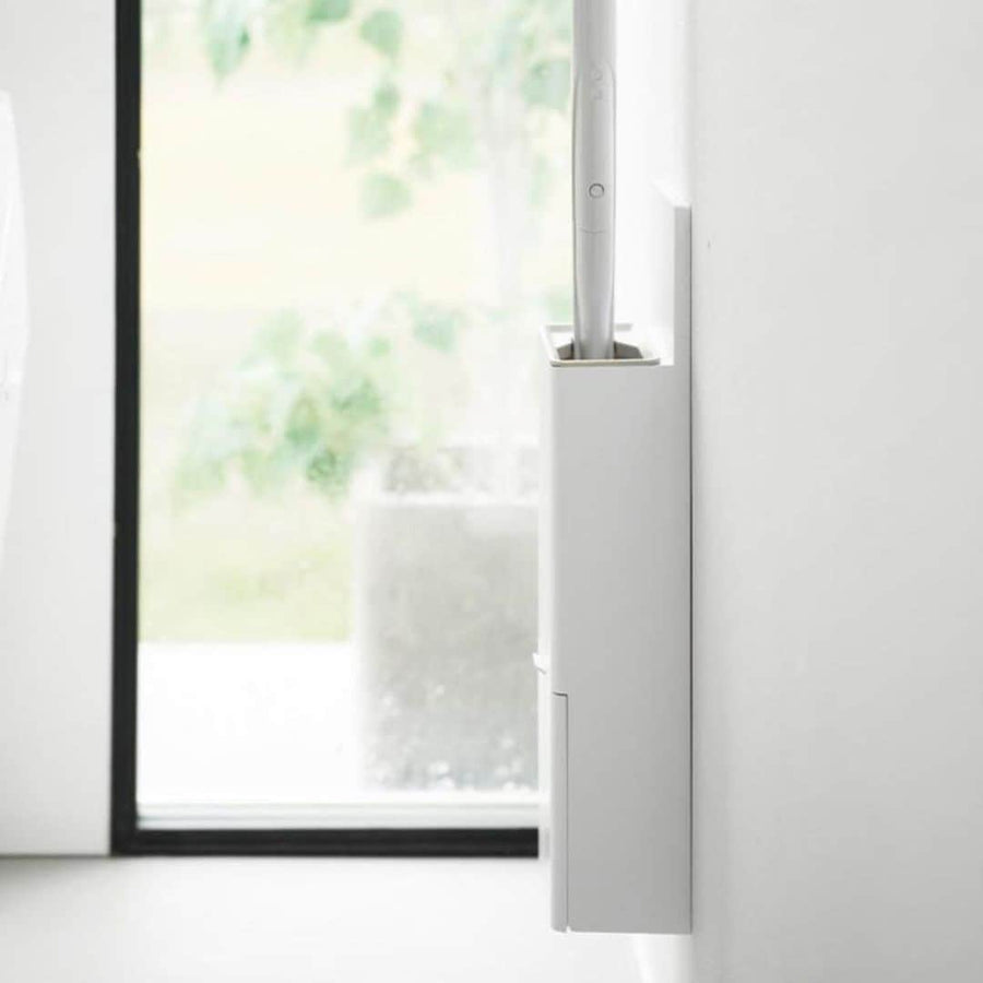 Plate Wall Flushable Toilet Brush Holder with Replacement Brush Storage, Compatible with Plasterboard Walls