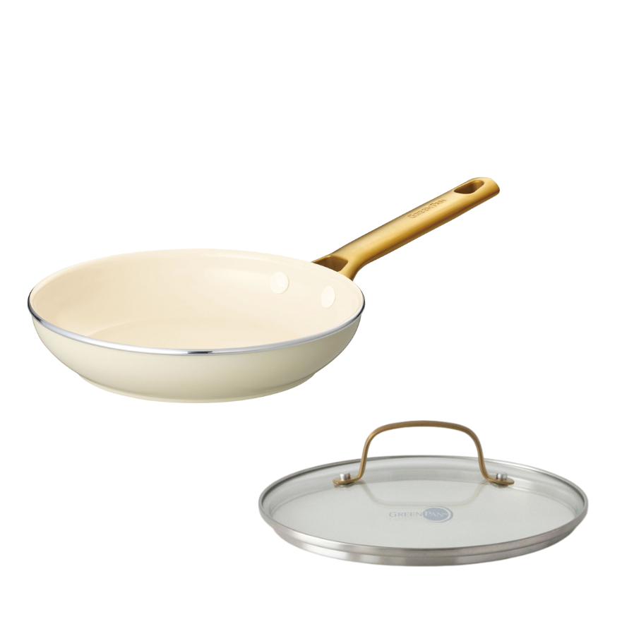 Padua (cream white) frying pan 20cm + glass lid 20cm set, suitable for induction and gas stoves