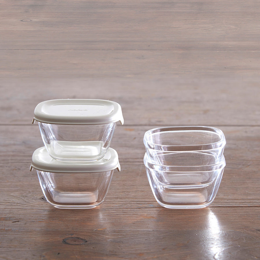 Heat-resistant mini square bowls, set of 4