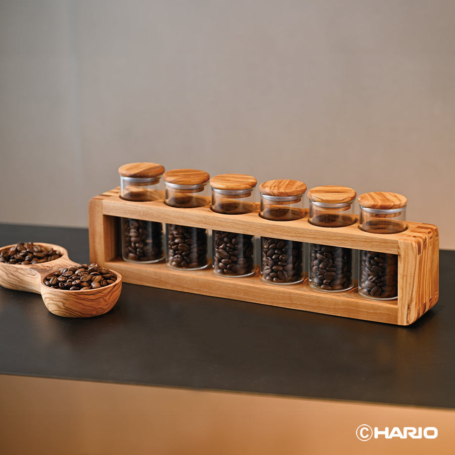 Olive wood spice storage set of 6