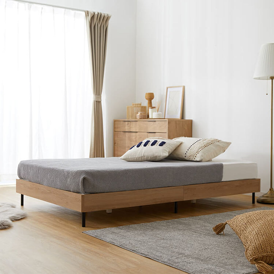 Bed frame, mattress, slatted bed, steel legs [SS]