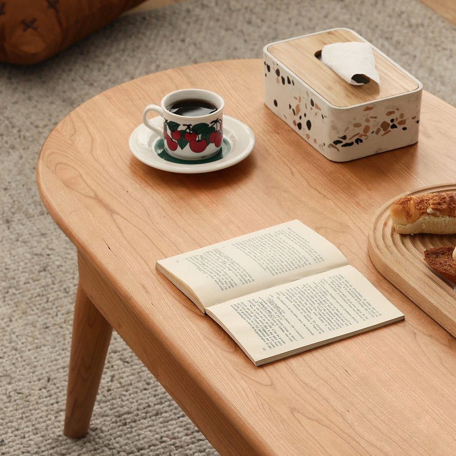 Oval wooden centre table with drawer