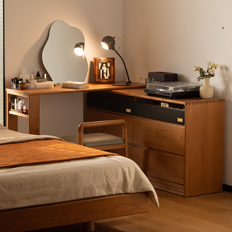 Wooden extendable dresser with storage