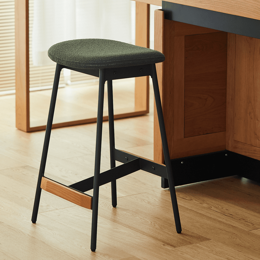 Cherry wood steel leg counter chair
