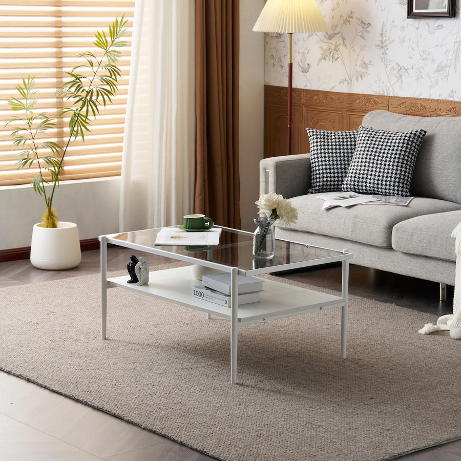 Two-tier glass center table