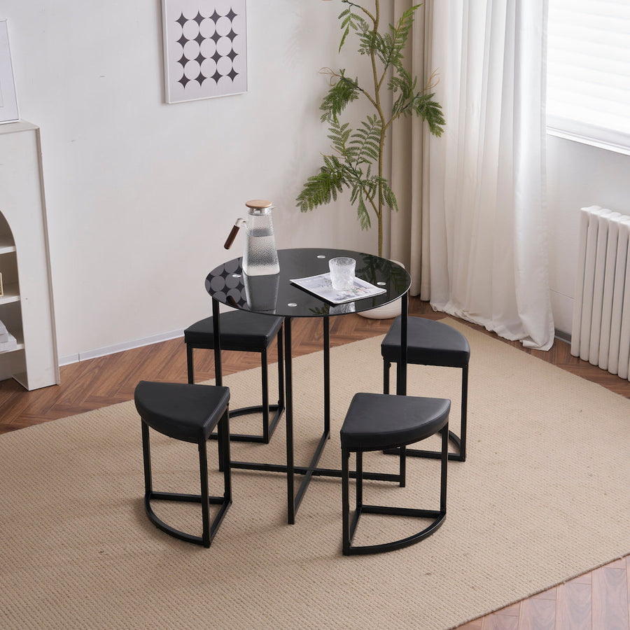 Steel dining table set for 4