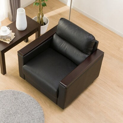 1-seater genuine leather sofa (REGNO HONGWA BK)