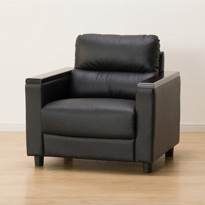 1-seater genuine leather sofa (REGNO HONGWA BK)