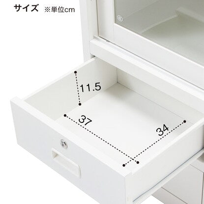 Steel bookcase (TSNS3-01N, upper glass sliding door, lower drawer, BK)