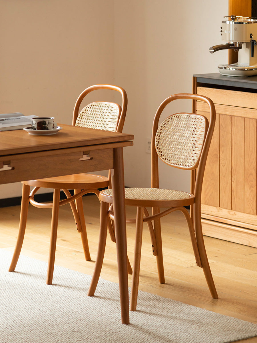 Rattan style round wood dining chair