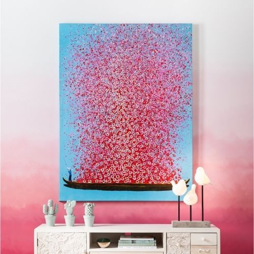 37104 Picture Touched Flower Boat Blue Pink 120×160cm