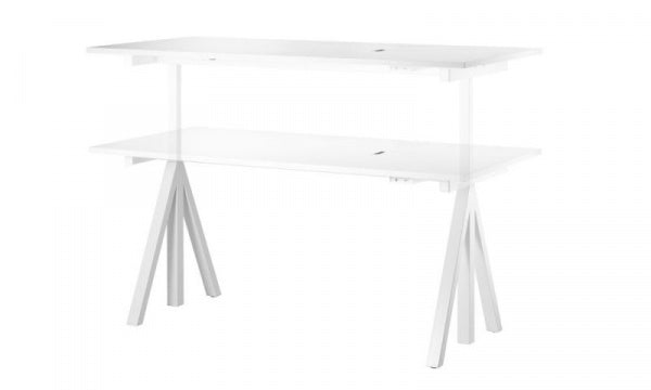 Height-adjustable work desk, 160 x 78 cm, white