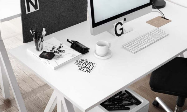 Height-adjustable work desk, 140 x 78 cm, white