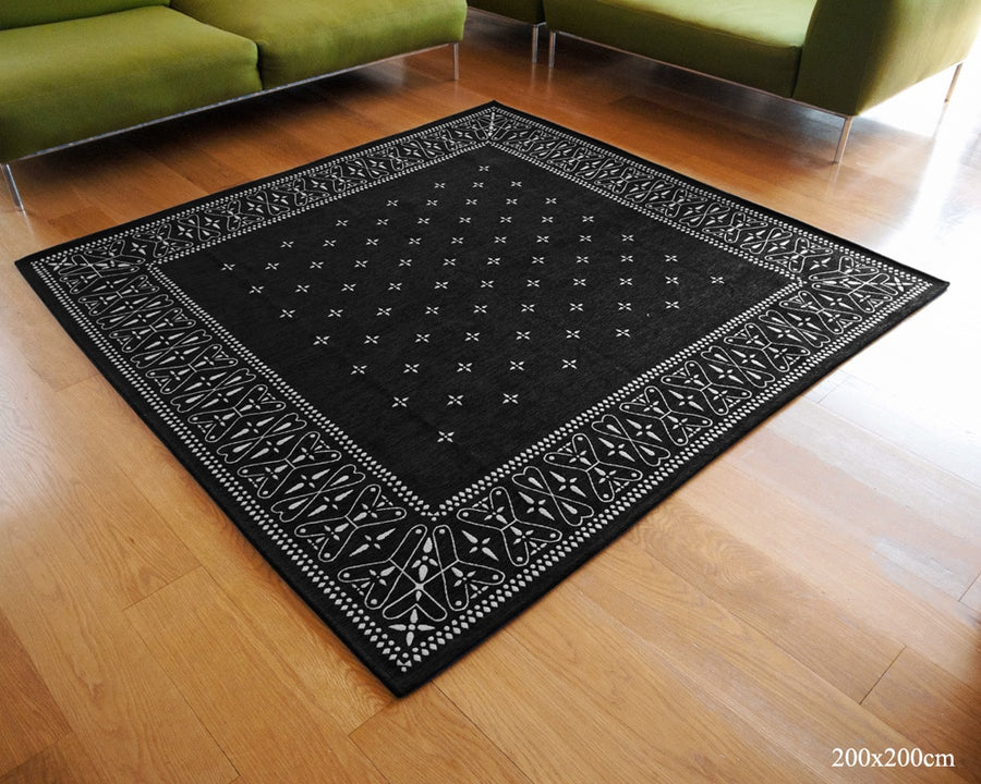 Cross Bandana Rug Black クロスバンダナラグ ブラック 200×140cm