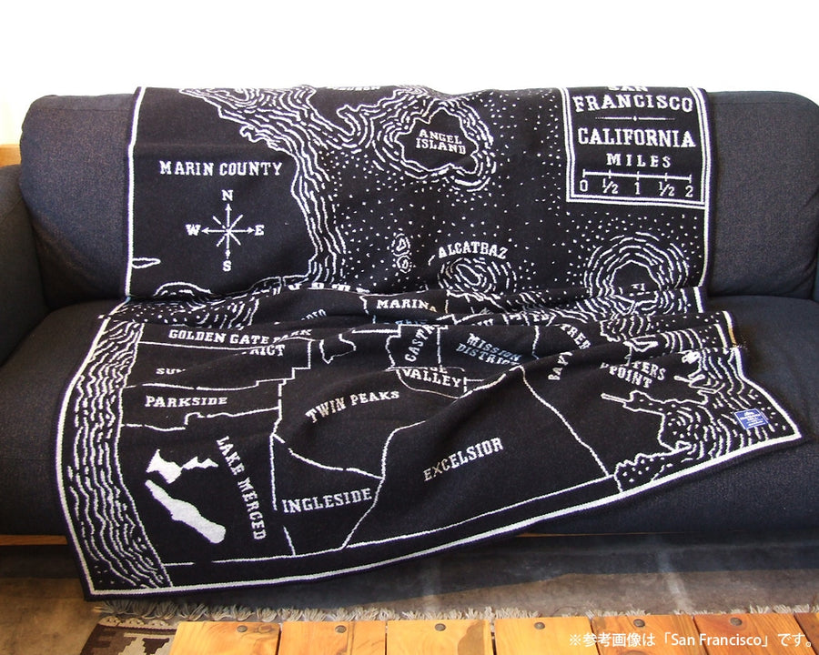 FARIBAULT WOOLEN MILL Vintage City Map Wool Throw Brooklyn