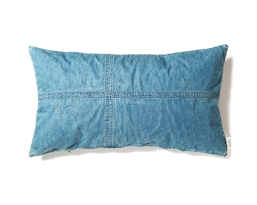 Grandad Check Long Feather Cushion Denim ロングフェザークッション デニム