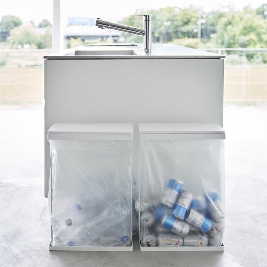 Tower Slim Lidded Garbage Sorting Bag Holder, 45L, Side Opening, Set of 2